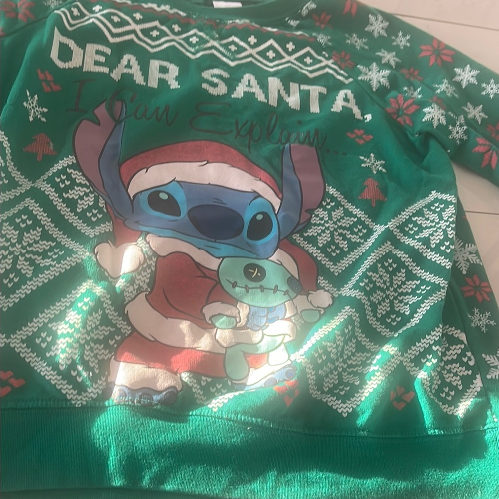 Disney Green Holiday Sweater with Cartoon Design